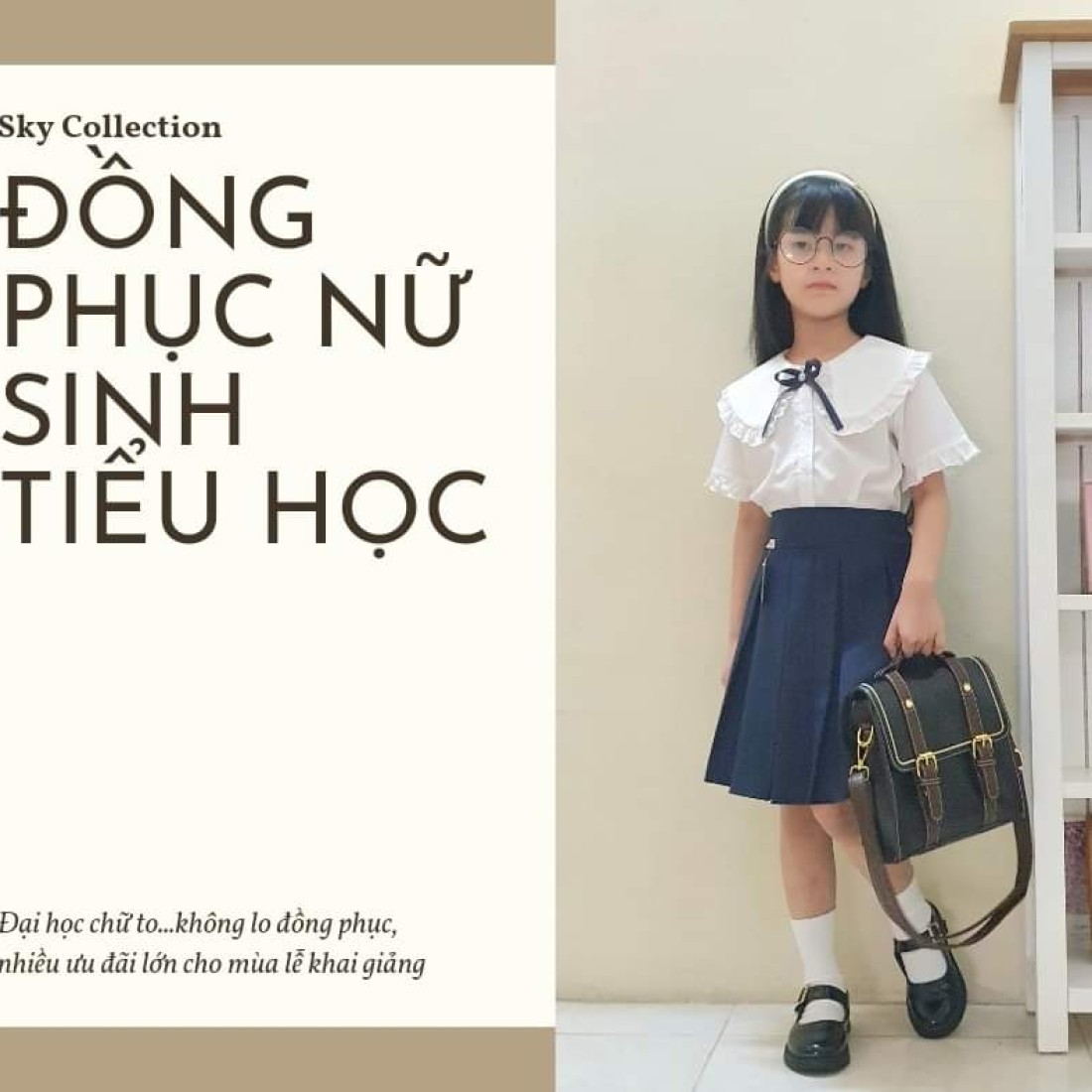 Áo sơ mi cổ bèo điệu tay dún nơ kẹp size 7 -11-ÁO SƠ MI CỘC TAY BÉ GÁI